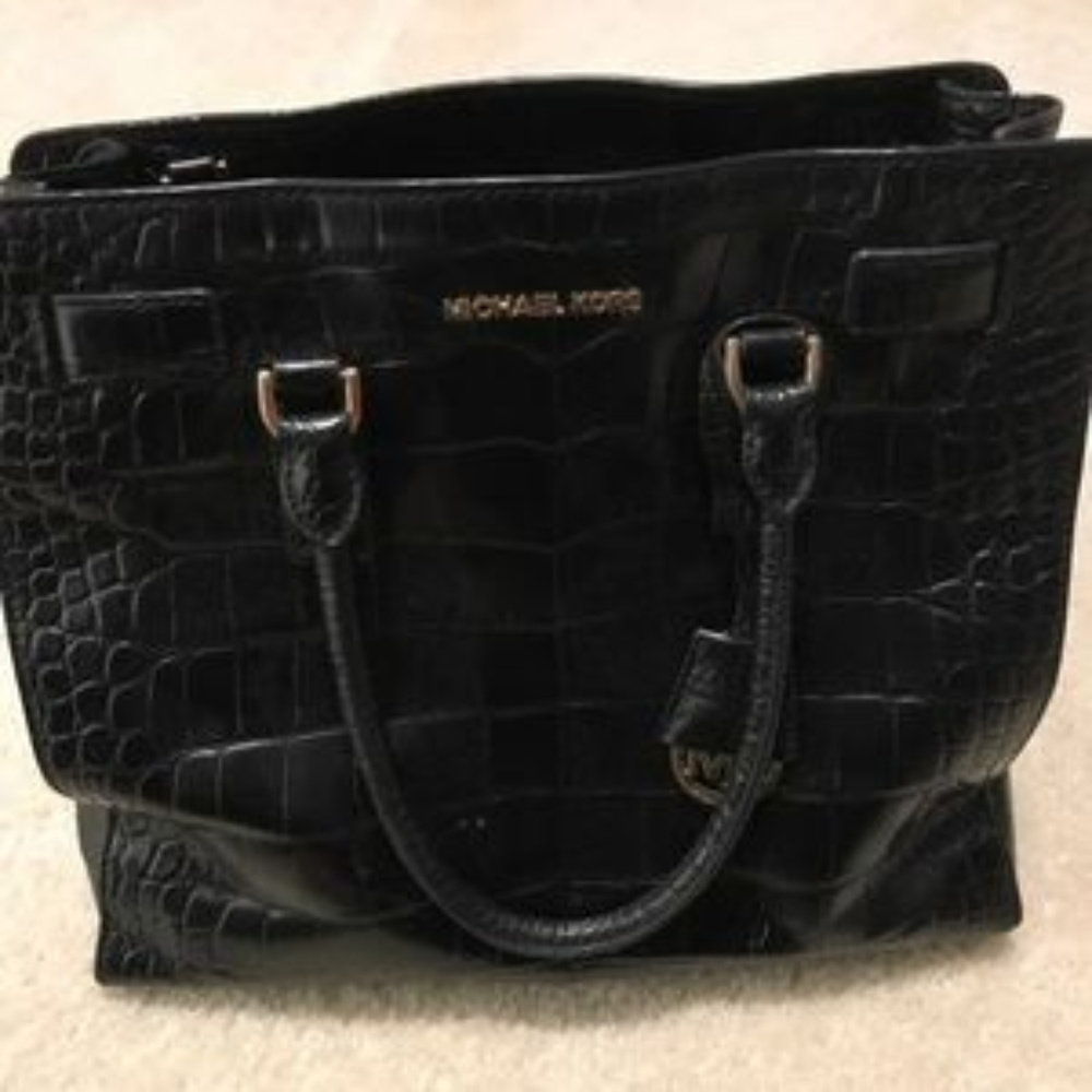 Michael Kors Black Embossed Satchel